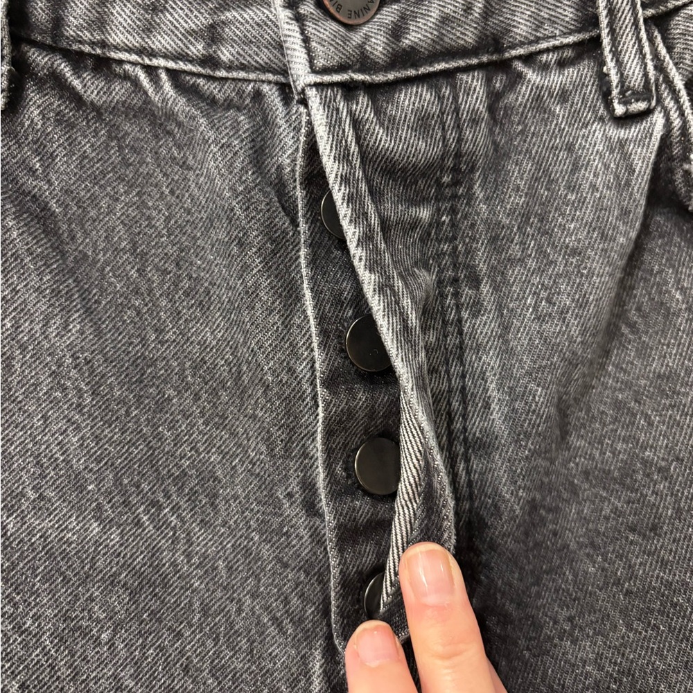 Anine Bing High-Rise Charcoal Gray Ripped Mom Jeans - Women - Picture 4 of 8